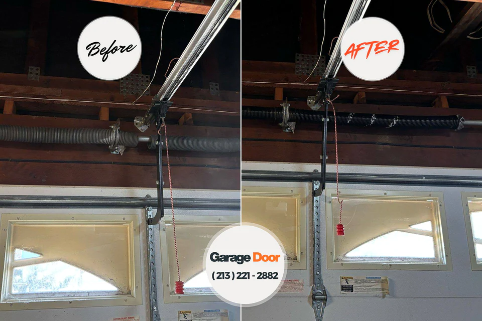 Before and after: garage door repair Menlo Park Terrace, NJ